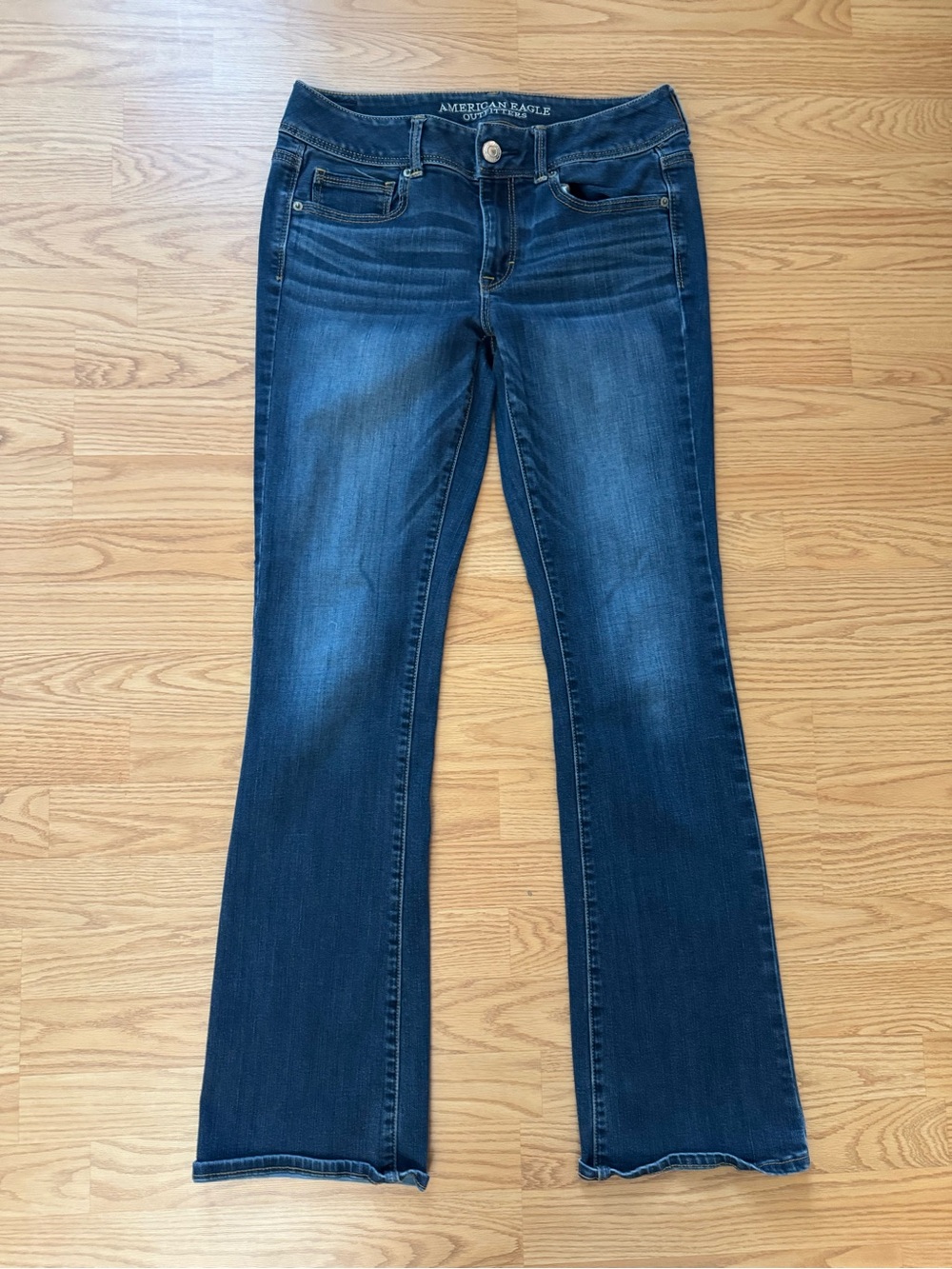 American Eagle Outfitters Women’s Dark Blue Kick Boot Bootcut Jeans 8 Long